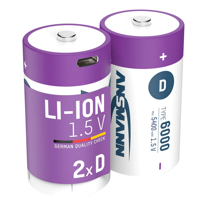 Ansmann 1314-0005, Wiederaufladbarer Akku, D, Lithium-Ion (Li-Ion), 1,5 V, 2 Stück(e), 6000 mAh