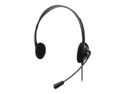 Manhattan Stereo On-Ear Headset (USB) (Clearance Pricing), Microphone Boom, Retail Box Packaging, Adjustable Headband, Ear Cushion, 1x USB-A for both sound and mic use, cable 1.5m, Three Year Warranty - Headset - On-Ear - kabelgebunden - USB-A - Schw