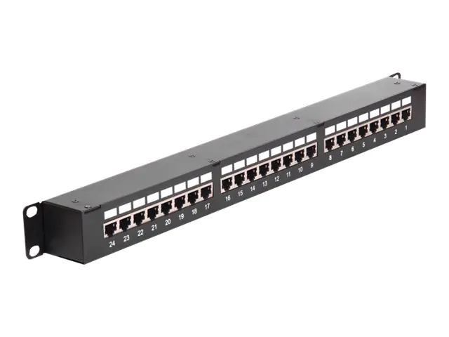 Delock - Patch-Panel mit Kopplern - CAT 6 - STP - RJ-45 X 24 - Schwarz - 1U - 48.3 cm (19")
