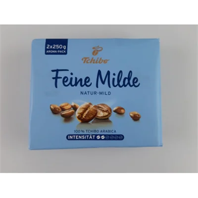 Tchibo Kaffee Feine Milde 100 % Arabica gemahlen Intensität: 2 2 x 250 g/Pack. Tchibo Kaffee Feine Milde 100 % Arabica gemahlen Intensität: 2 2 x 250 g/Pack.
