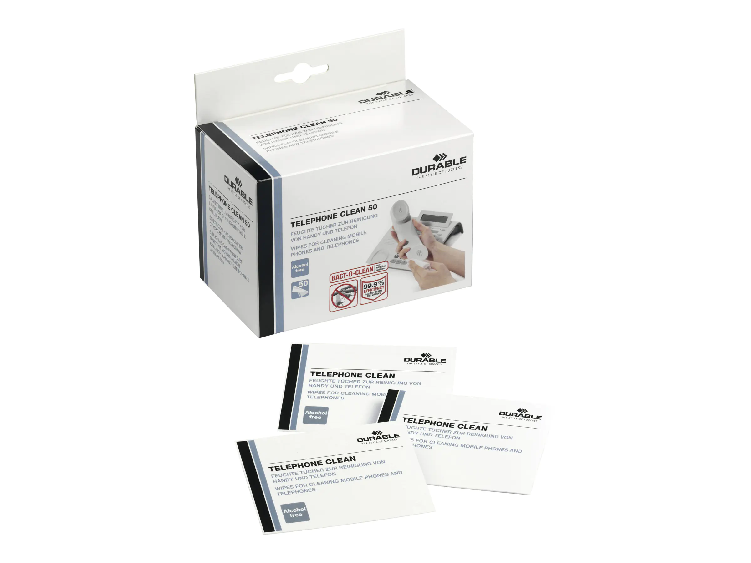 DURABLE TELEPHONE CLEAN 50 - Reinigungstuch - weiß (Packung mit 50) DURABLE TELEPHONE CLEAN 50 - Reinigungstuch - weiß (Packung mit 50)