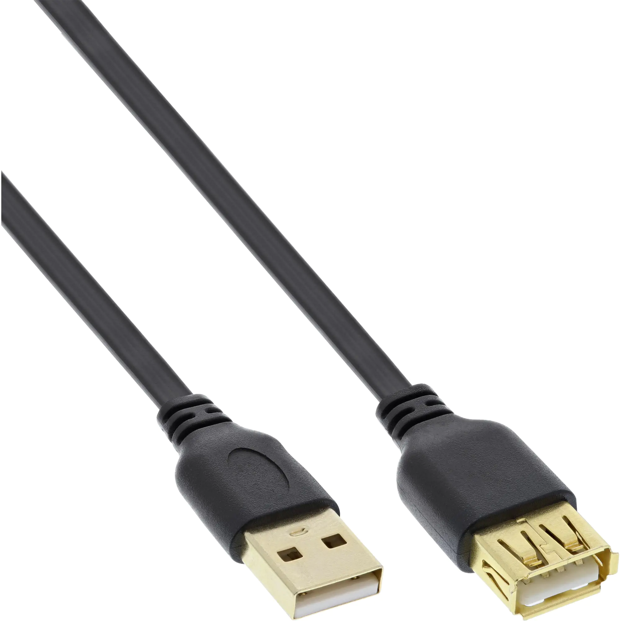 InLine - USB-Verlängerungskabel - USB (W) zu USB (M) - USB 2.0 - 1 m - flach - Schwarz