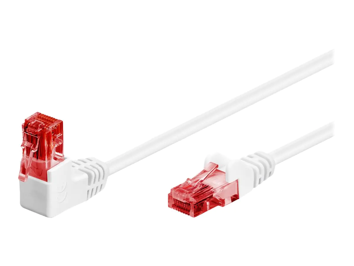 goobay - Patch-Kabel - RJ-45 (M) gewinkelt zu RJ-45 (M) gerade - 50 cm - 5.9 mm - UTP - CAT 6 - rund, verseilt - weiß