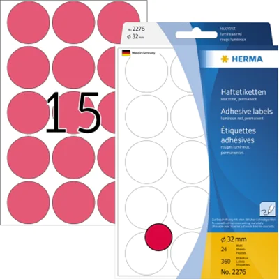 HERMA Markierungspunkt 2276 32mm leuchtrot 360 St./Pack. HERMA Markierungspunkt 2276 32mm leuchtrot 360 St./Pack.