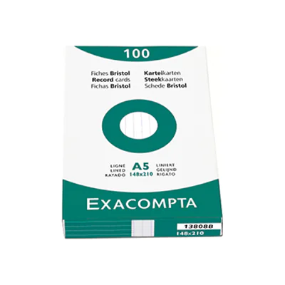 Exacompta Karteikarte 3308B DIN A8 blanko Karton weiß 100 St./Pack. Exacompta Karteikarte 3308B DIN A8 blanko Karton weiß 100 St./Pack.