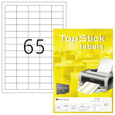 Etikett TopStick 8697 38x21,2mm weiß 6.500 St./Pack. Etikett TopStick 8697 38x21,2mm weiß 6.500 St./Pack.