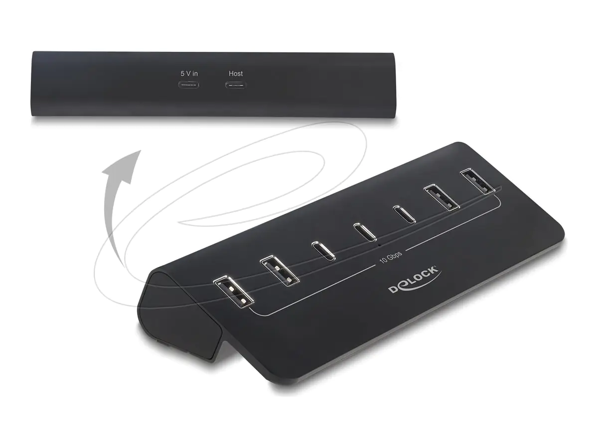 Delock USB 10 Gbps Hub mit 3 USB-C und 4 Typ-A Ports