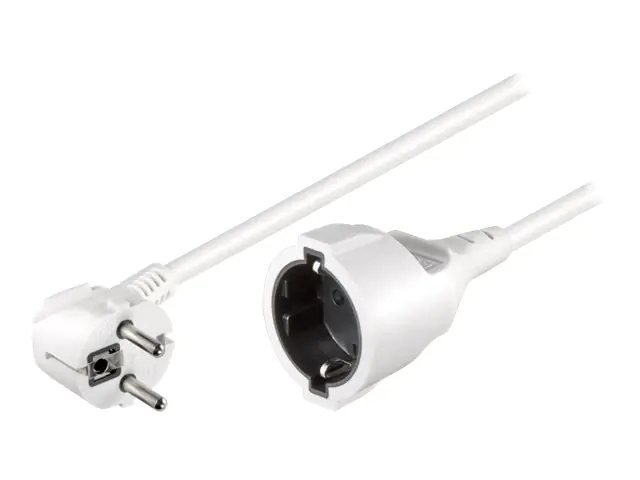 goobay - Spannungsversorgungs-Verlängerungskabel - power CEE 7/7 (M) gewinkelt zu CEE 7/4 (W) - Wechselstrom 250 V - 10 A - 5 m - weiß