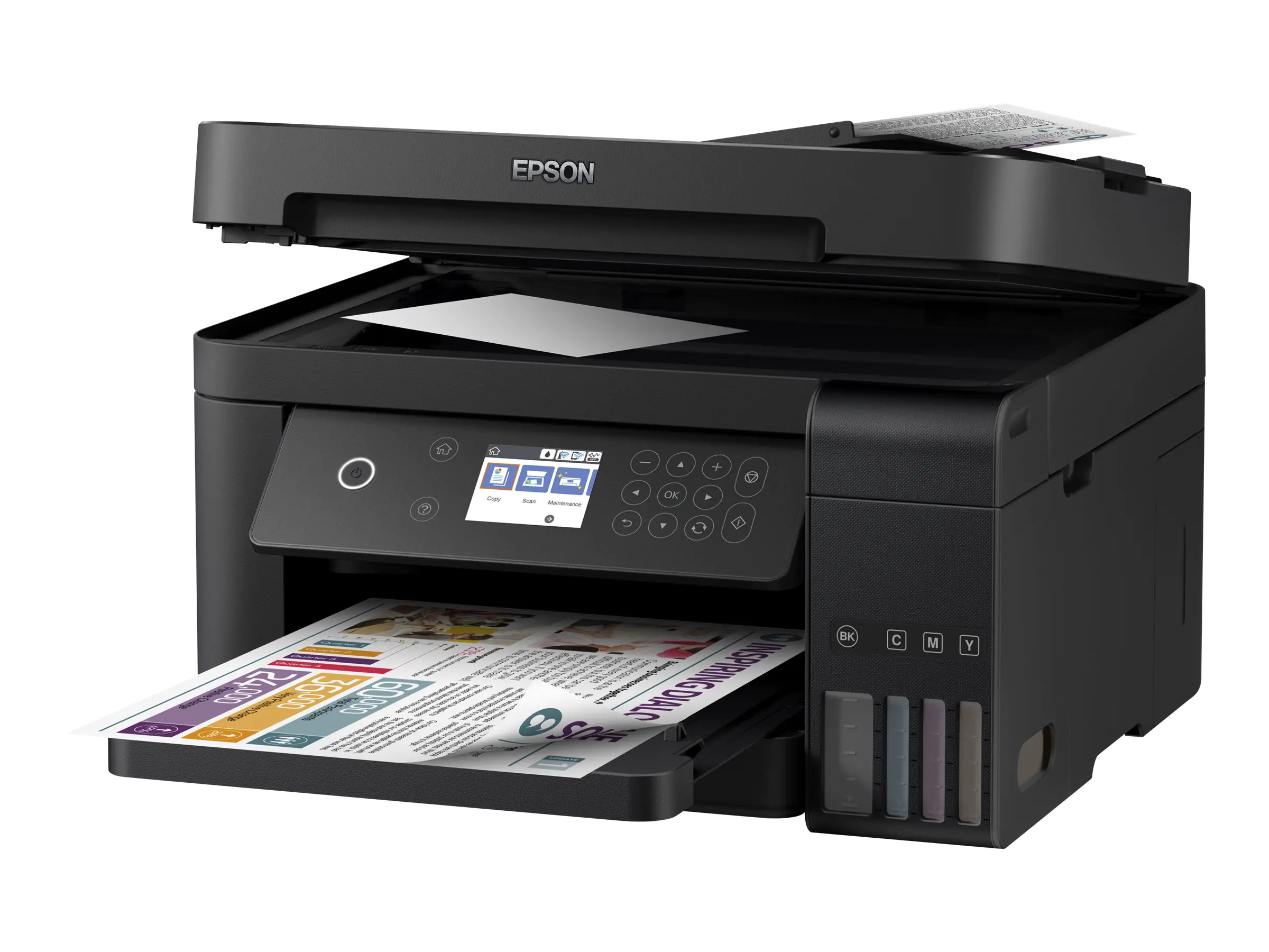 Epson EcoTank ET-3750 - Multifunktionsdrucker - Farbe - Tintenstrahl - A4/Legal (Medien) - bis zu 15 Seiten/Min. (Drucken) - 150 Blatt - USB, LAN, Wi-Fi