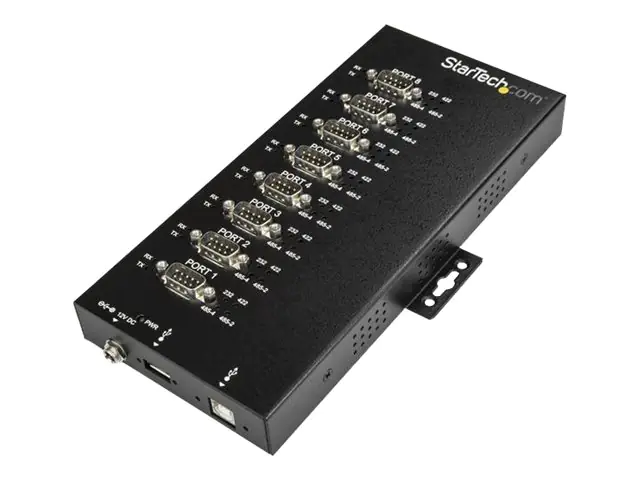 StarTech 8 Port Serieller Hub, USB auf RS232/RS485/RS422 Adapter - Industrieller USB 2.0 auf DB9 Konverter Hub - IP30 Schutzklasse - Hutschienenmontierbar, 15kV ESD Schutz (ICUSB234858I) - Serieller Adapter - USB 2.0 - RS-232/422/485 x 8 - Schwarz - TAA-k