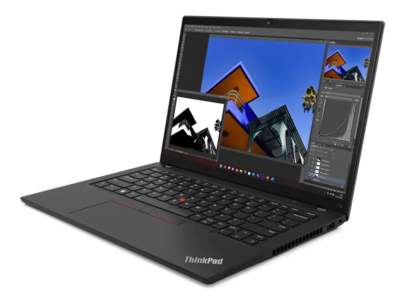 Lenovo ThinkPad T14 Gen 4 21K3 - 180°-Scharnierdesign - AMD Ryzen 5 Pro 7540U / 3.2 GHz - Win 11 Pro - Radeon 740M - 16 GB RAM - 512 GB SSD TCG Opal Encryption 2, NVMe - 35.6 cm (14") IPS 1920 x 1200 - Wi-Fi 6E - Thunder Black - kbd: Deutsch - mit 1 Jahr