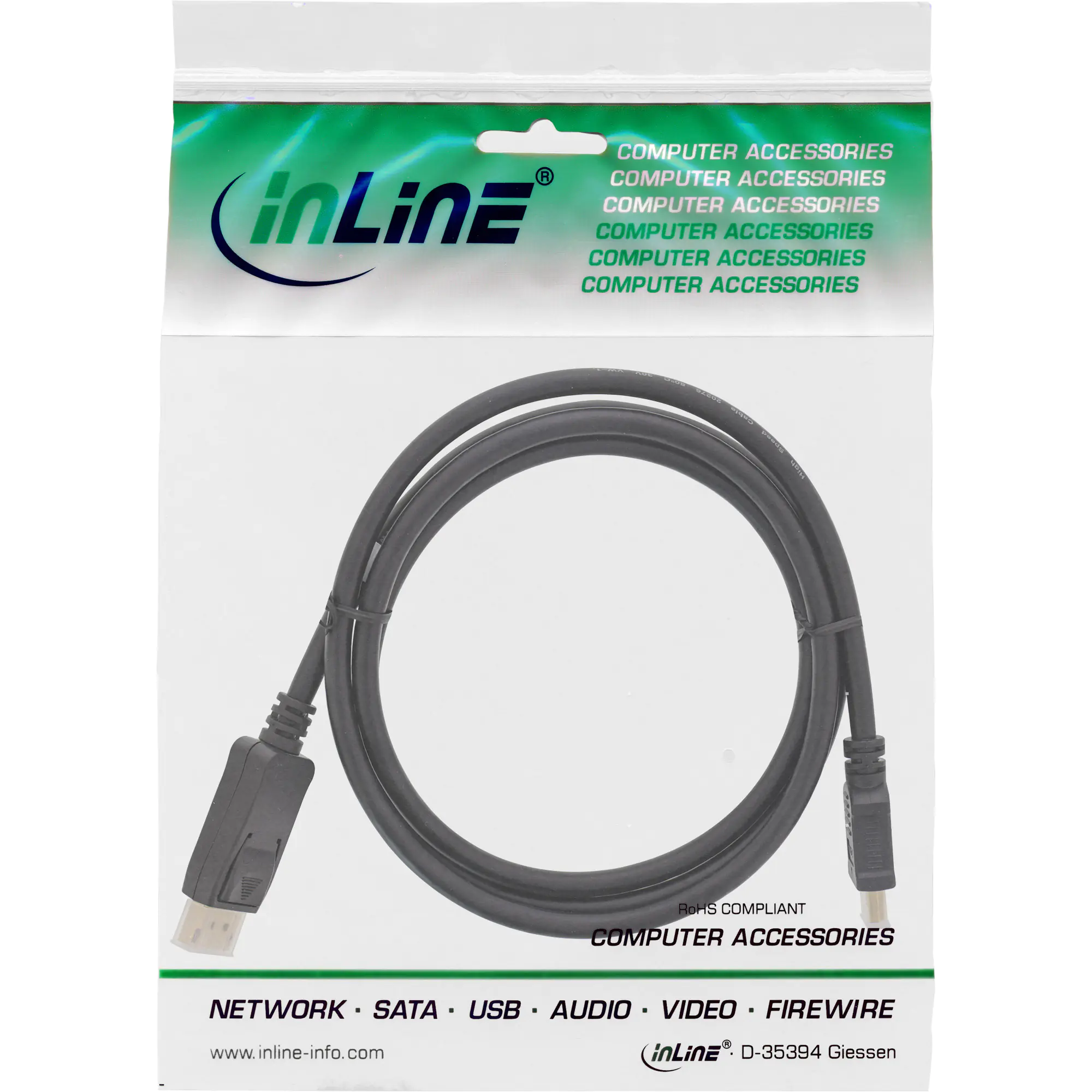 InLine DisplayPort zu HDMI Konverter Kabel - 4K/30Hz - schwarz - 2m 17182