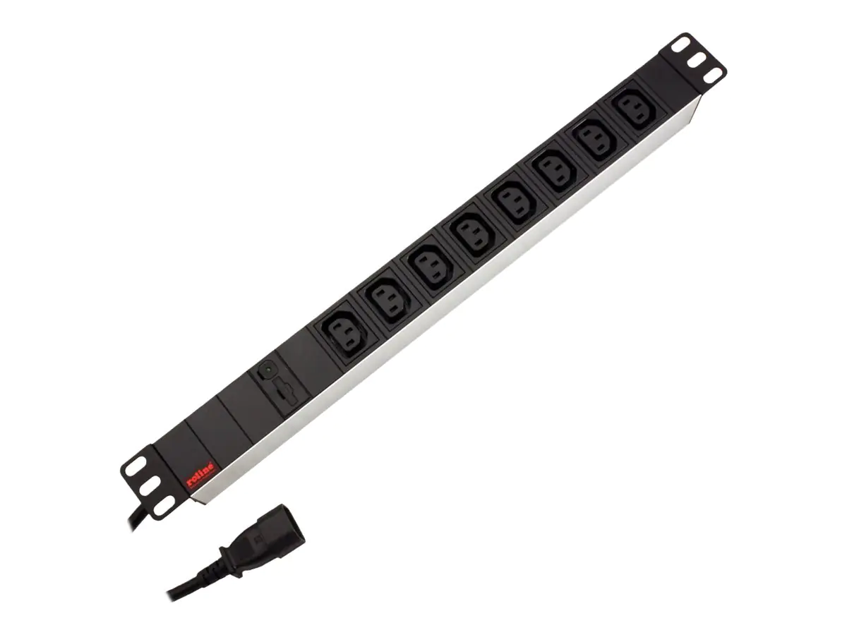 Roline - Stromverteilungseinheit (Rack - einbaufähig) - Wechselstrom 250 V - 2300 Watt - Eingabe, Eingang IEC 60320 C14 - Ausgangsanschlüsse: 8 (8x IEC 60320 C13) - 1U - 48.3 cm (19") - 2 m Schnur