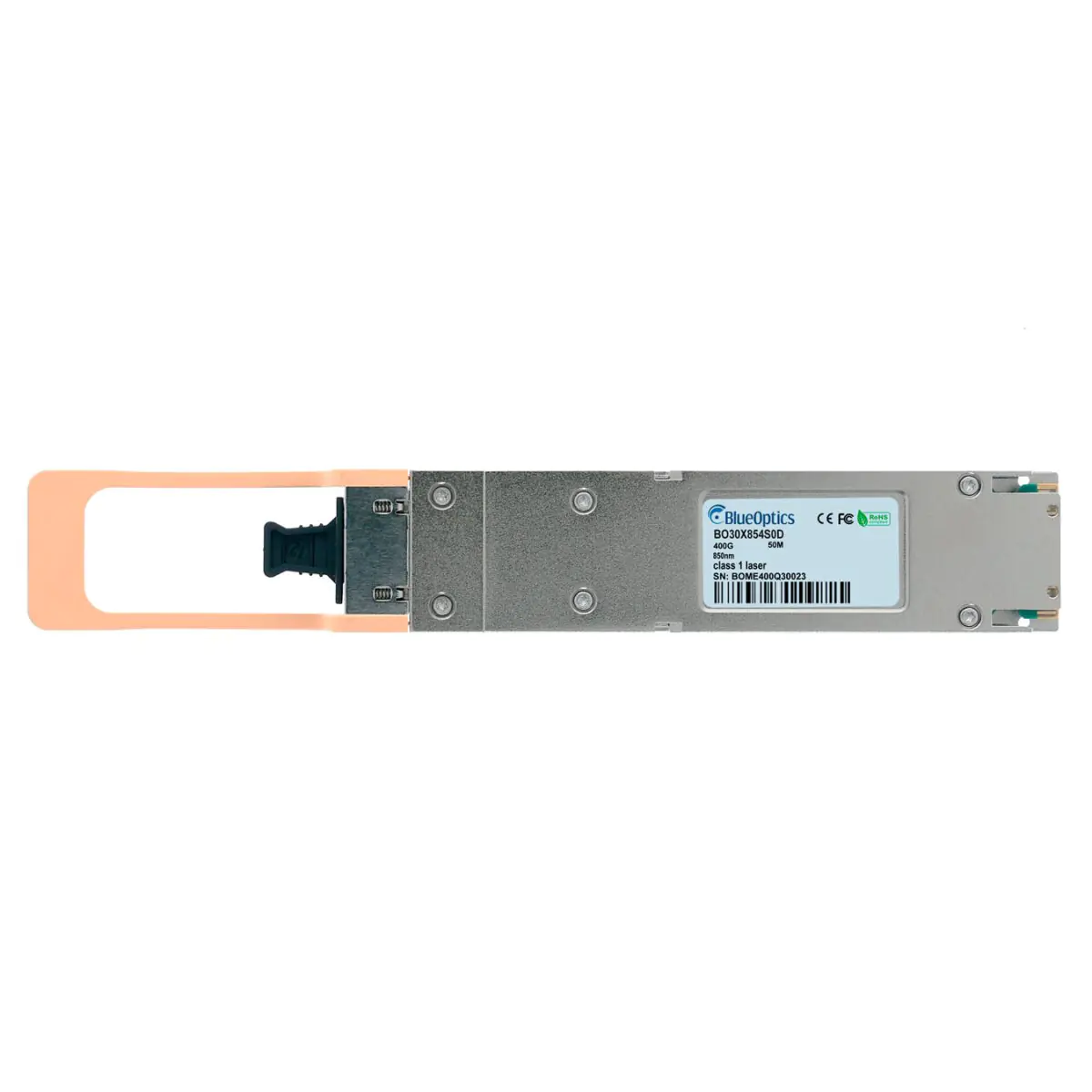 BlueOptics NVIDIA MMA4Z00-NS400 OSFP RHS (Flat Top) Transceiver, MPO-MTP-12/APC, 400GBASE-SR4,