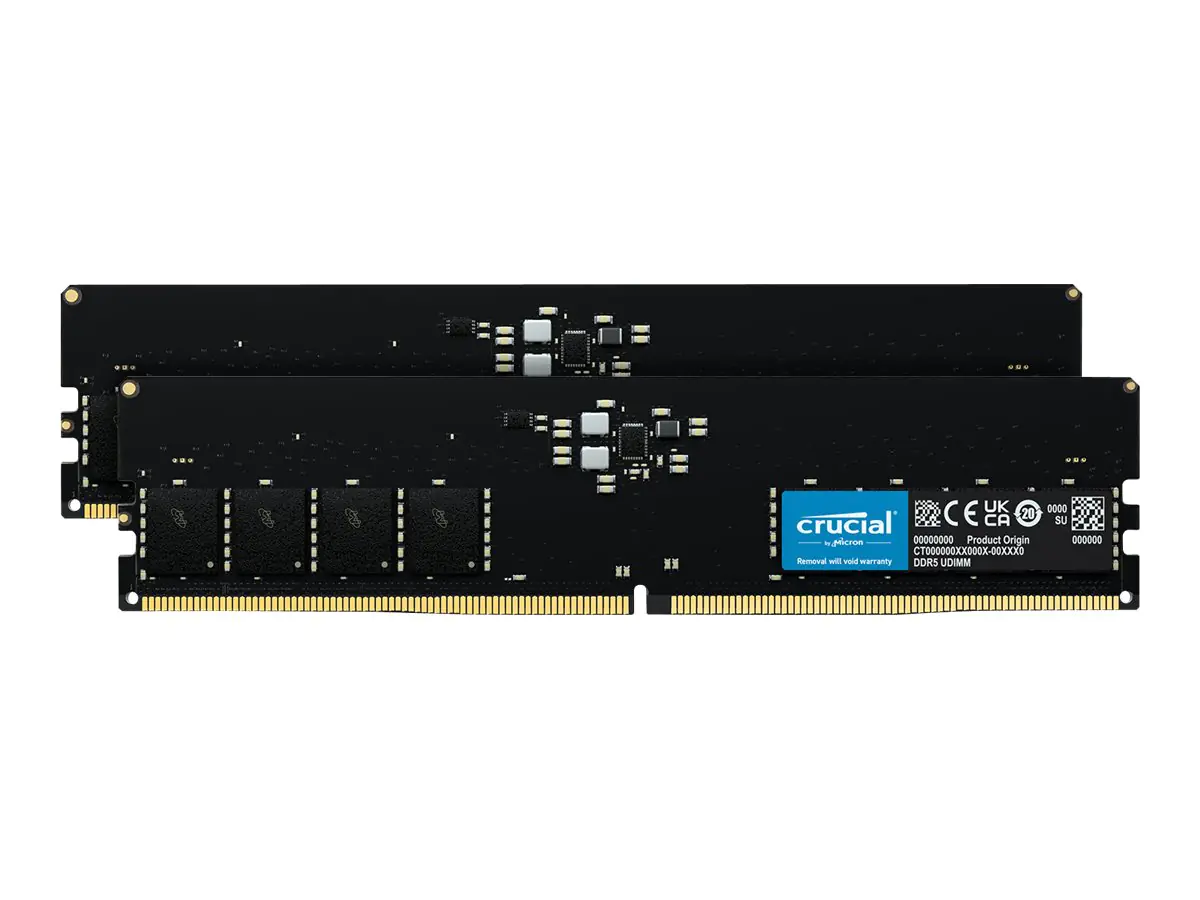 Crucial - DDR5 - Kit - 32 GB: 2 x 16 GB - DIMM 288-PIN - 5600 MHz / PC5-44800 - CL46 - 1.1 V - ungepuffert Crucial - DDR5 - Kit - 32 GB: 2 x 16 GB - DIMM 288-PIN - 5600 MHz / PC5-44800 - CL46 - 1.1 V - ungepuffert