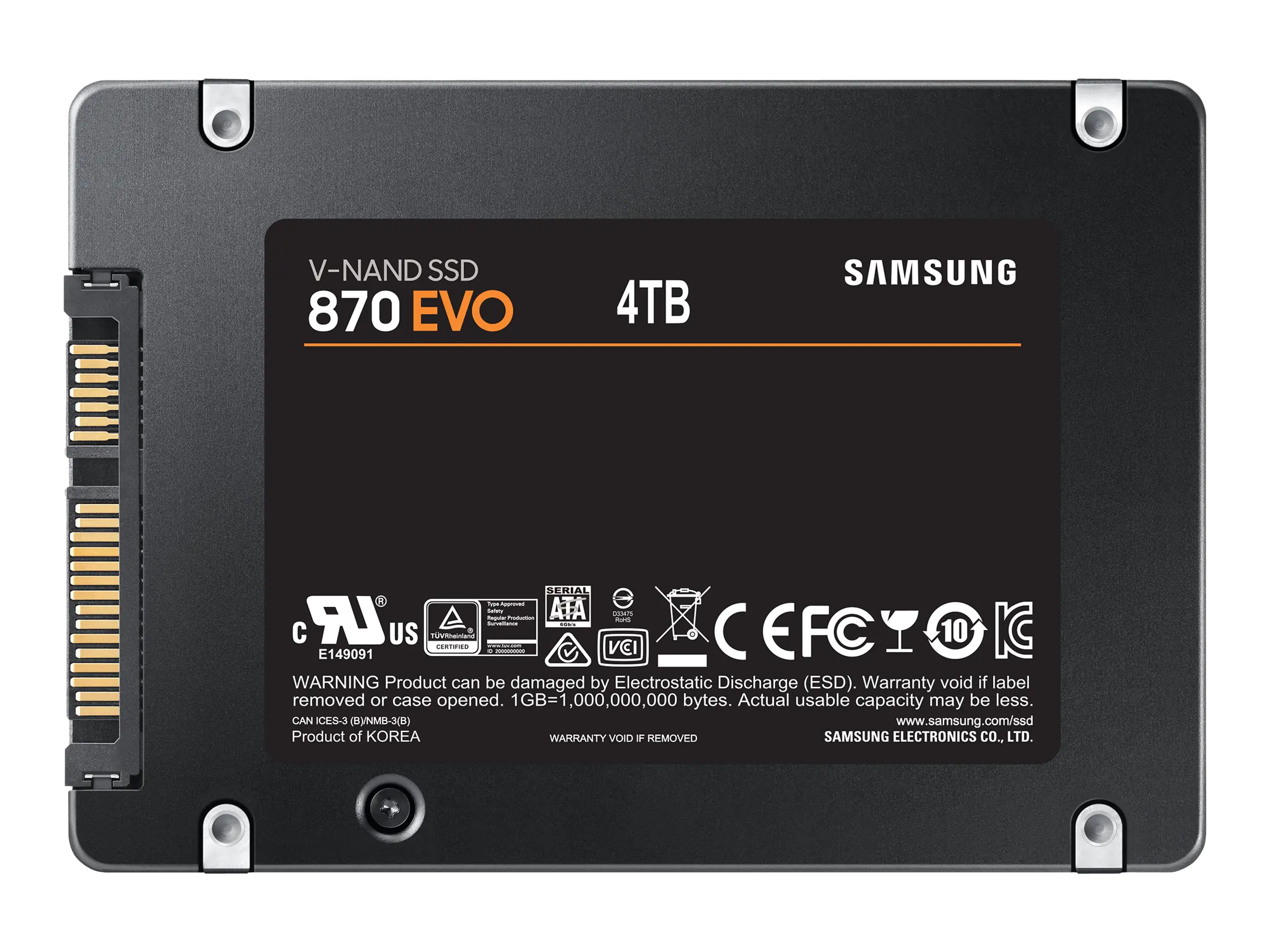 Samsung 870 EVO MZ-77E4T0B - SSD - verschlüsselt - 4 TB - intern - 2.5" (6.4 cm) - SATA 6Gb/s - Puffer: 4 GB - 256-Bit-AES - TCG Opal Encryption