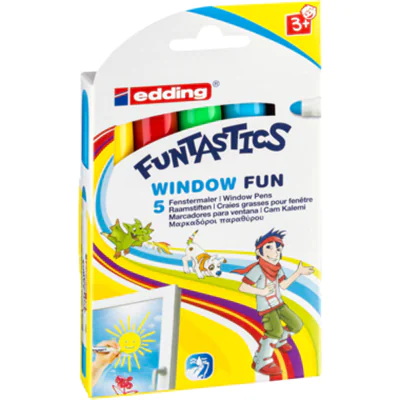 edding Windowmarker 16 FUNTASTICS WINDOW FUN 2-6mm farbig sortiert Rundspitze 5 St./Pack. edding Windowmarker 16 FUNTASTICS WINDOW FUN 2-6mm farbig sortiert Rundspitze 5 St./Pack.