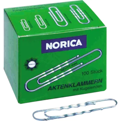 NORICA Büroklammer 2262 77mm gewellt silber 100 St./Pack. NORICA Büroklammer 2262 77mm gewellt silber 100 St./Pack.