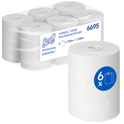 Scott Rollenhandtuch Essential 6695 1lagig 190m AIRFLEX ws 6 St./Pack. Scott Rollenhandtuch Essential 6695 1lagig 190m AIRFLEX ws 6 St./Pack.