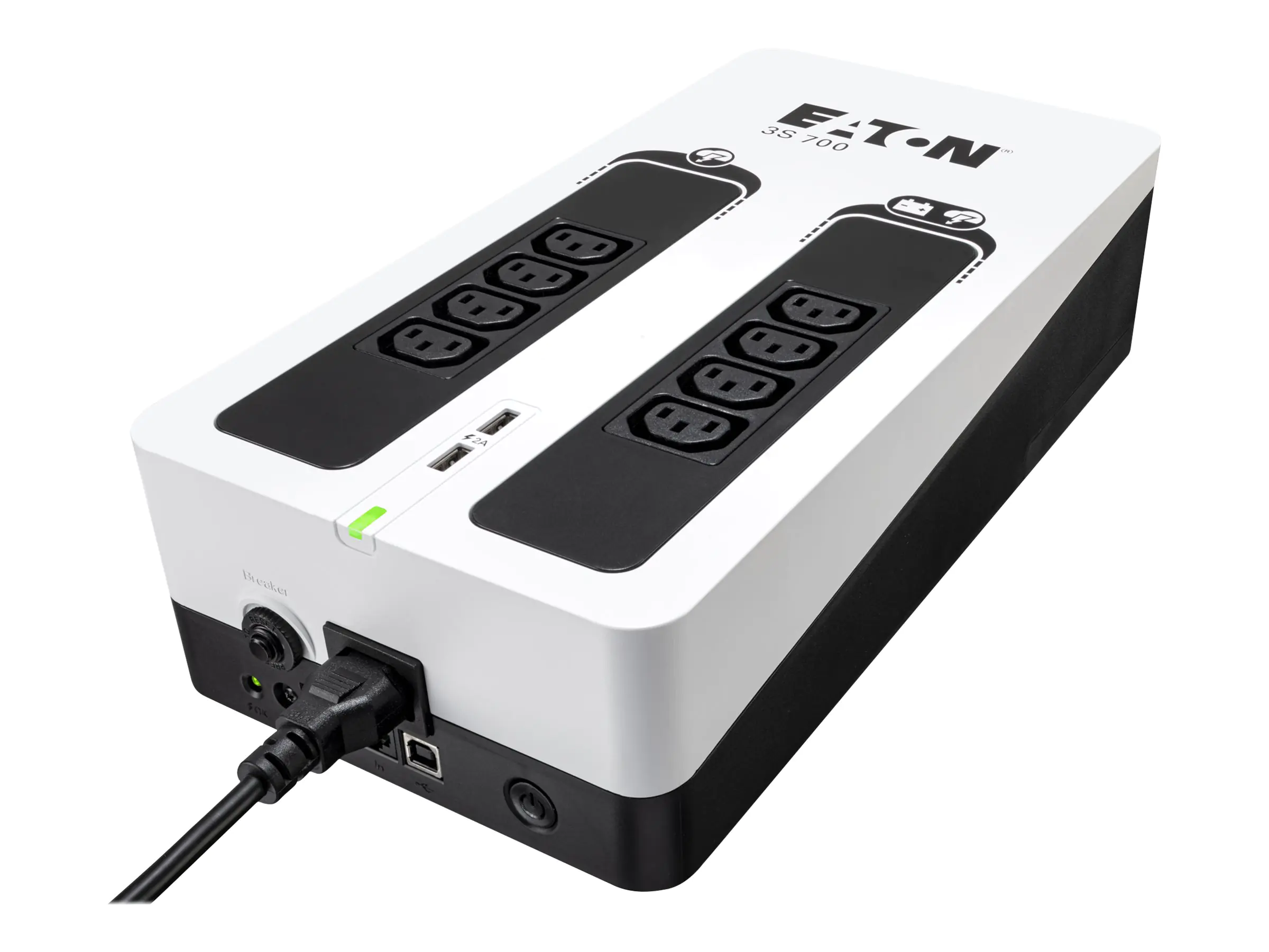 Eaton 3S 700 - USV - Wechselstrom 220-240 V - 420 Watt - 700 VA - 1-phasig - USB - Ausgangsanschlüsse: 8