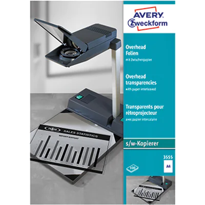 Avery Zweckform Kopierfolie 3555 klar A4 100 St./Pack. Avery Zweckform Kopierfolie 3555 klar A4 100 St./Pack.