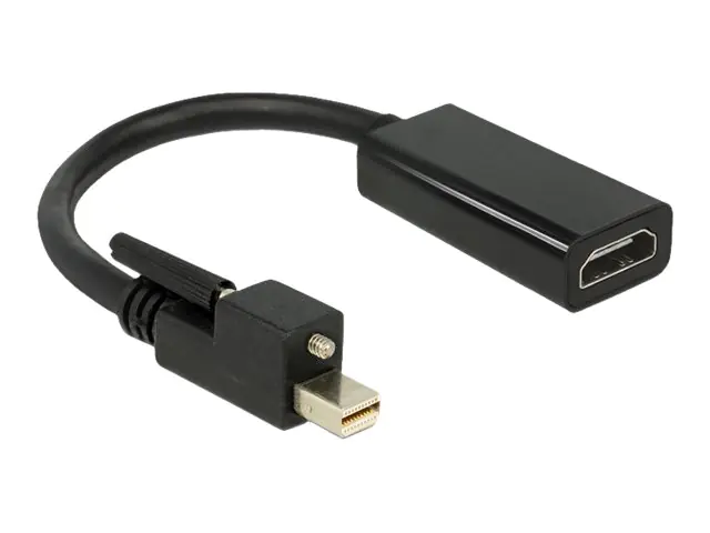 DeLOCK Adapter mini Displayport 1.2 male with screw > HDMI female 4K Active black - Videokonverter - Parade PS171 - DisplayPort - HDMI - Schwarz