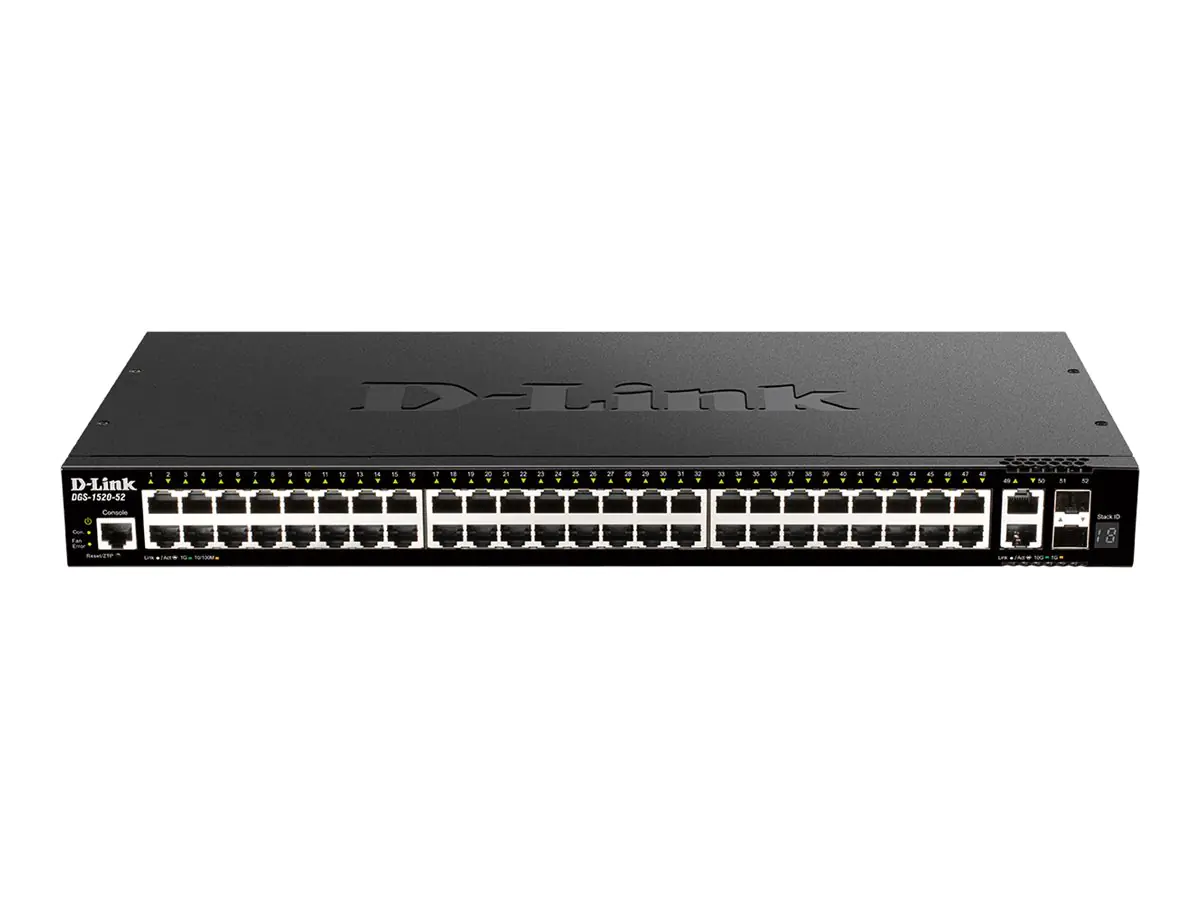 D-Link DGS 1520-52 - Switch - L3 - Smart - 48 x 10/100/1000 + 2 x 10 Gigabit Ethernet + 2 x 10 Gigabit SFP+ DGS-1520-52/E