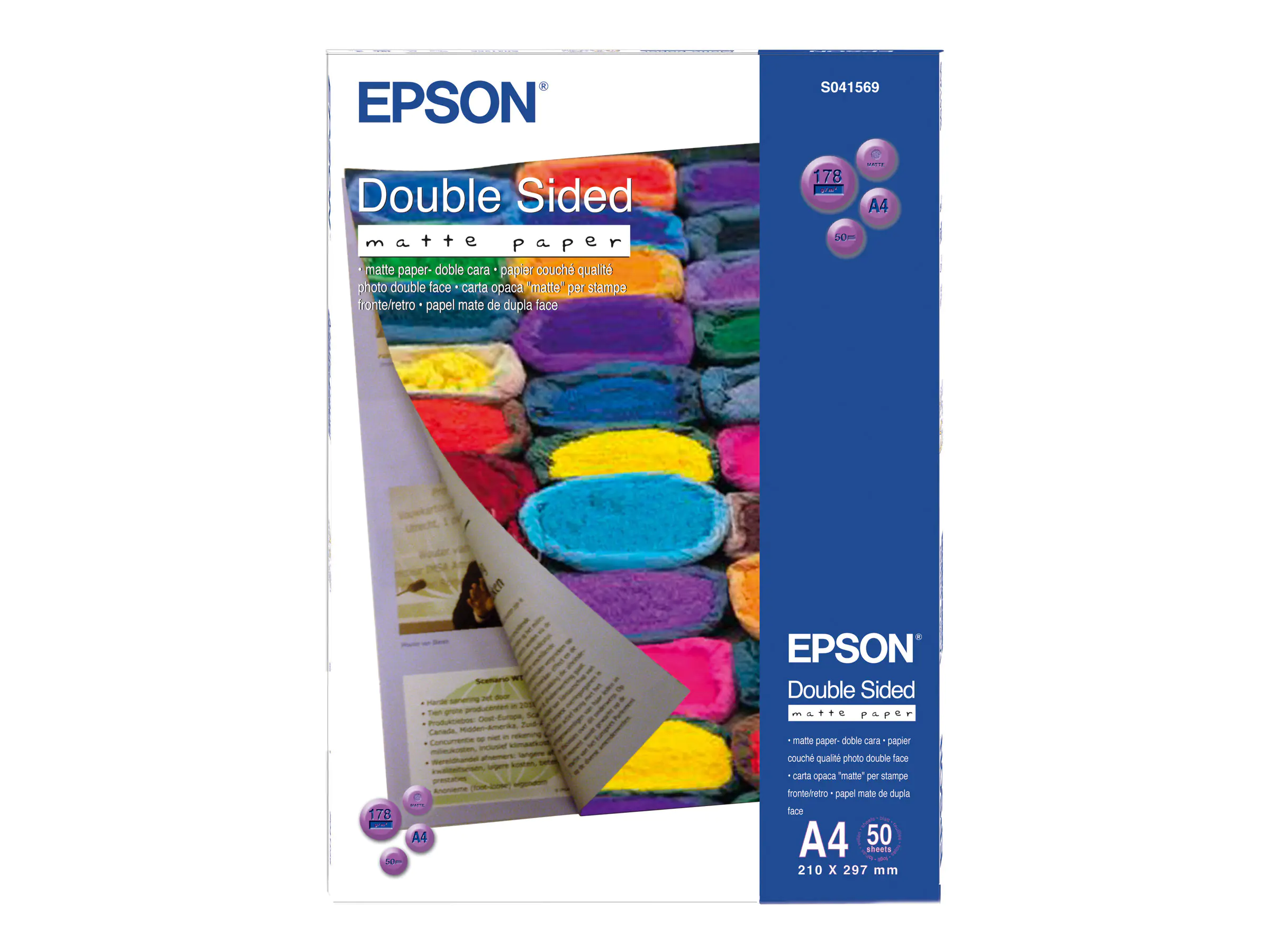 Epson Fotopapier C13S041569 DIN A4 180 g/m² matt für Tintenstrahldrucker doppelseitig 50 Blatt