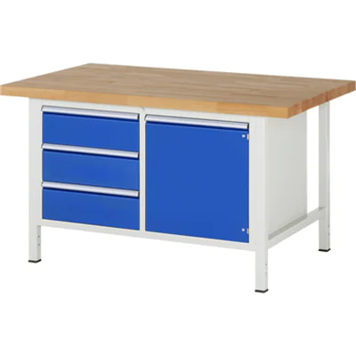 RAU Werkbank 8000 1.500 x 840-1.040 x 900 mm (B x H x T) enzianblau lichtgrau