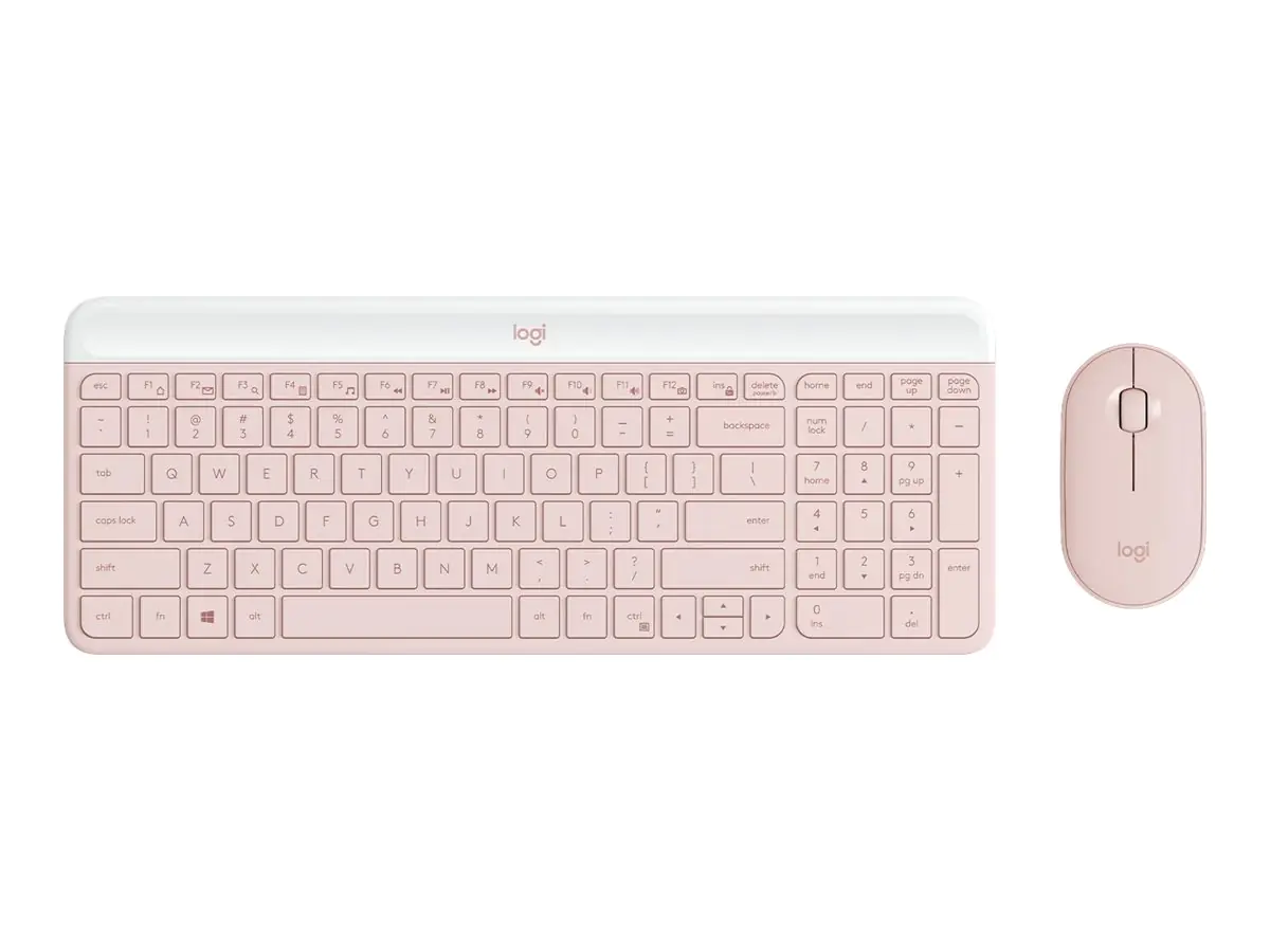 Logitech Slim Wireless Combo MK470 - Tastatur-und-Maus-Set - kabellos - 2.4 GHz - QWERTY - US International - rosé