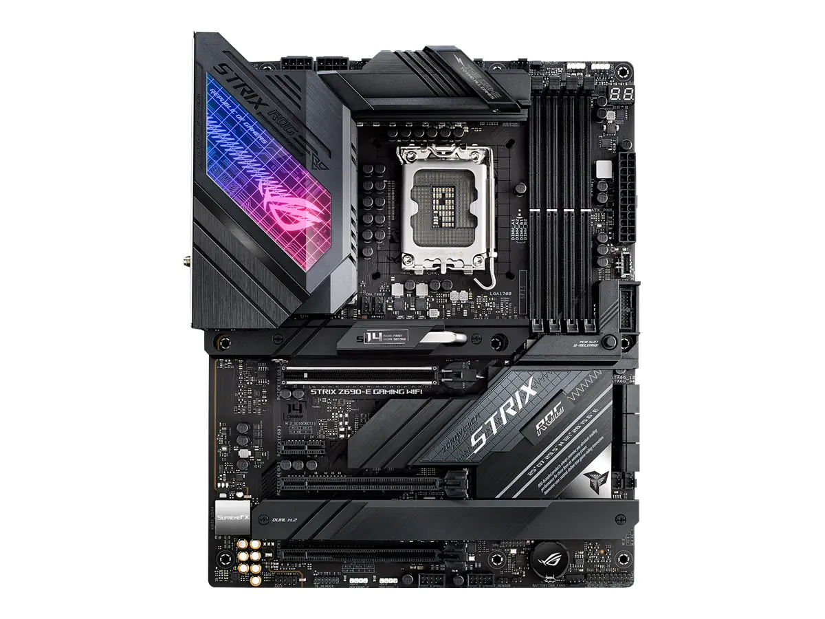 ASUS ROG STRIX Z690-E GAMING WIFI - Motherboard - ATX - LGA1700-Sockel - Z690 Chipsatz - USB-C Gen 2x2, USB-C Gen2, USB 3.2 Gen 1, USB 3.2 Gen 2 - 2.5 Gigabit LAN, Wi-Fi, Bluetooth - Onboard-Grafik (CPU erforderlich) - HD Audio (8-Kanal)
