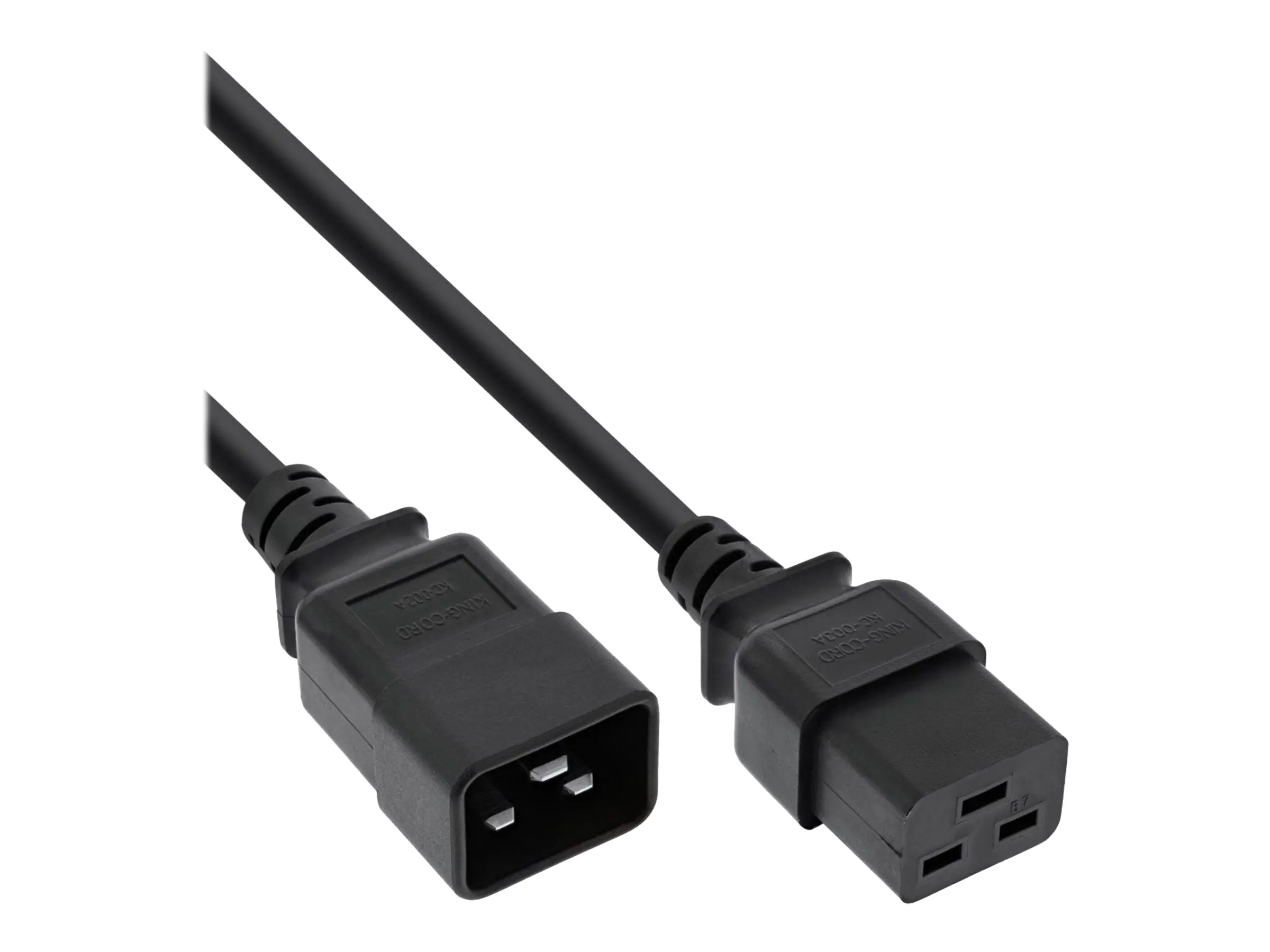 InLine - Spannungsversorgungs-Verlängerungskabel - IEC 60320 C20 zu IEC 60320 C19 - 16 A - 75 cm - Schwarz