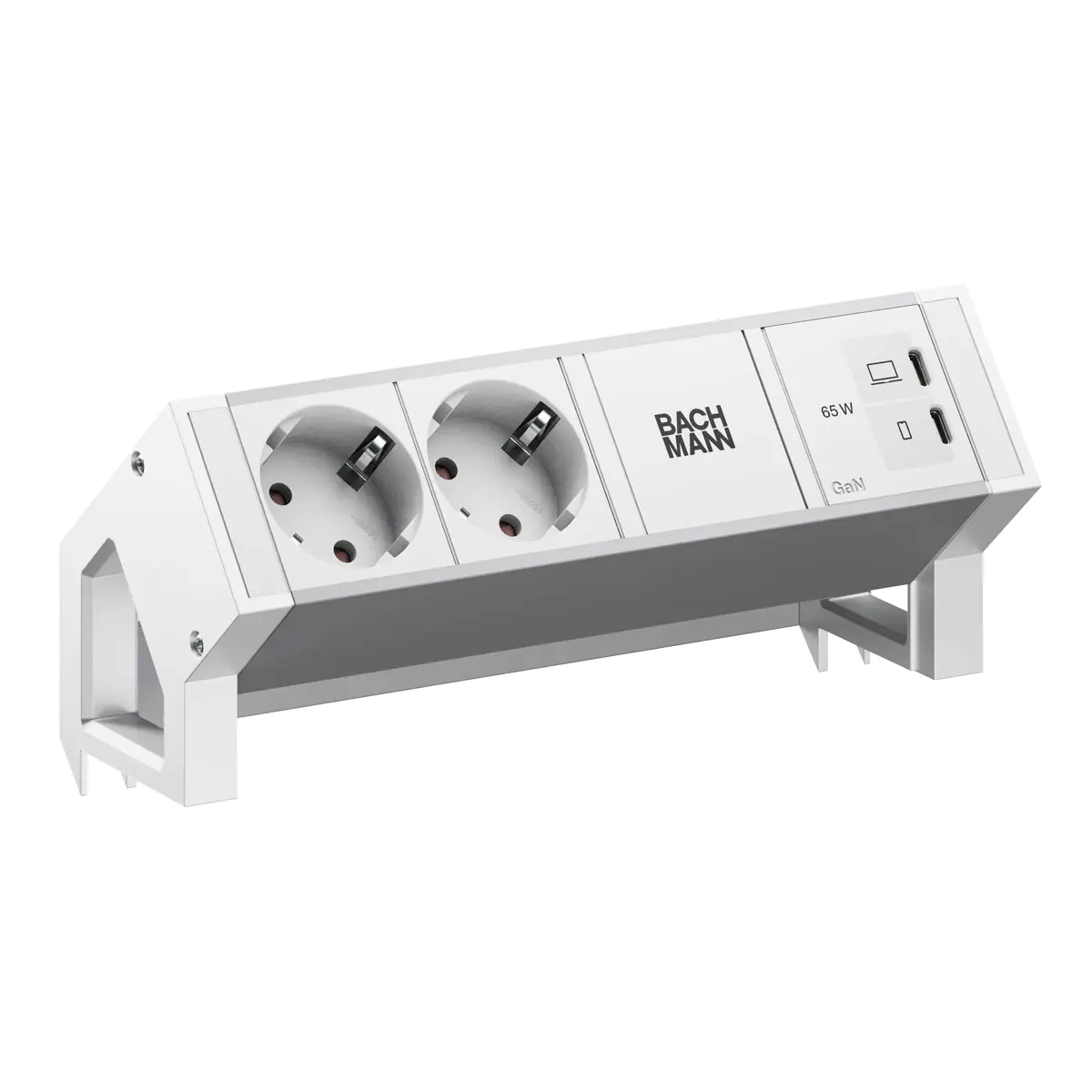 Bachmann DESK2 ALU WHITE 2xCEE7/3 1xUSB C/C 65W 0,2m RAL9010 BM0022043