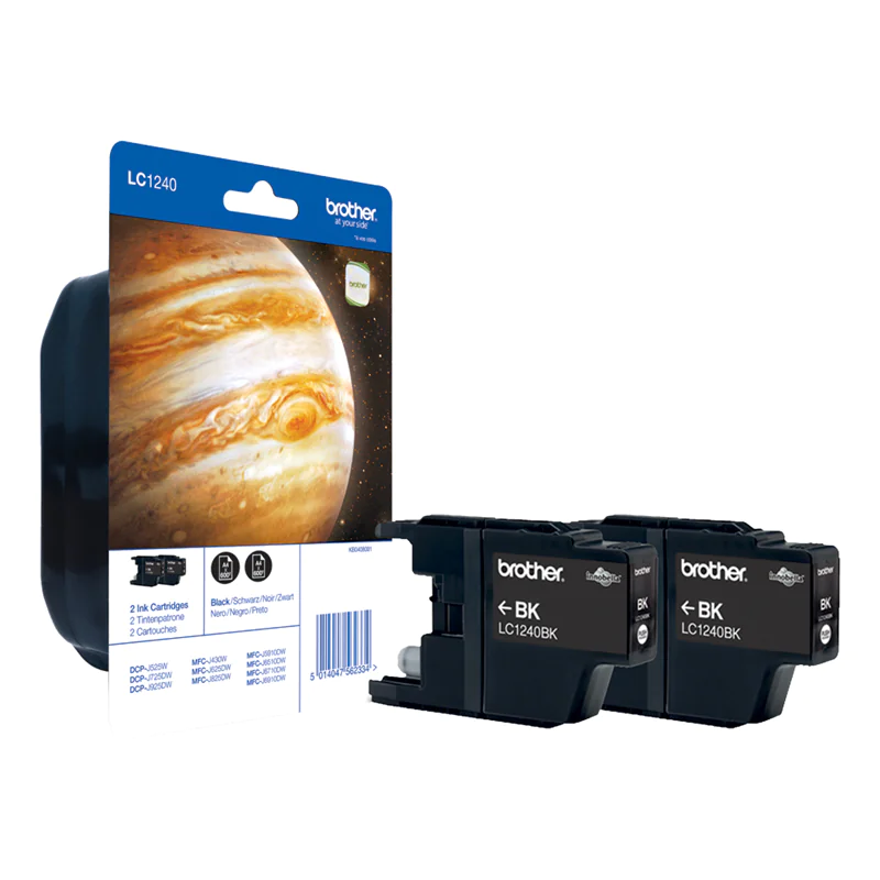Brother LC1240 Twin-Pack - 2er-Pack - Schwarz - Original - Blister mit akustischem/elektromagnetischem Alarm - Tintenpatrone - für Brother DCP-J525, J725, J925, MFC-J430, J5910, J625, J6510, J6710, J6910, J825