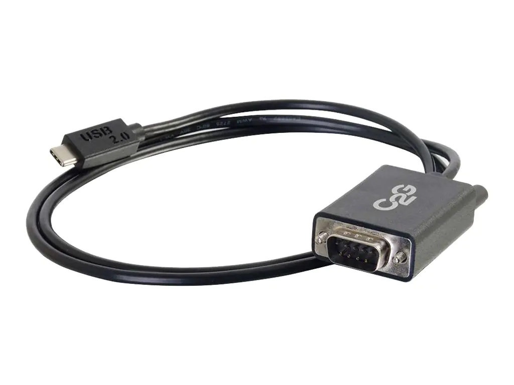 C2G USB 2.0 USB C to DB9 Serial RS232 Adapter Cable Black - Kabel USB / seriell - DB-9 (M) zu 24 pin USB-C (M) - umkehrbarer C-Stecker - Schwarz