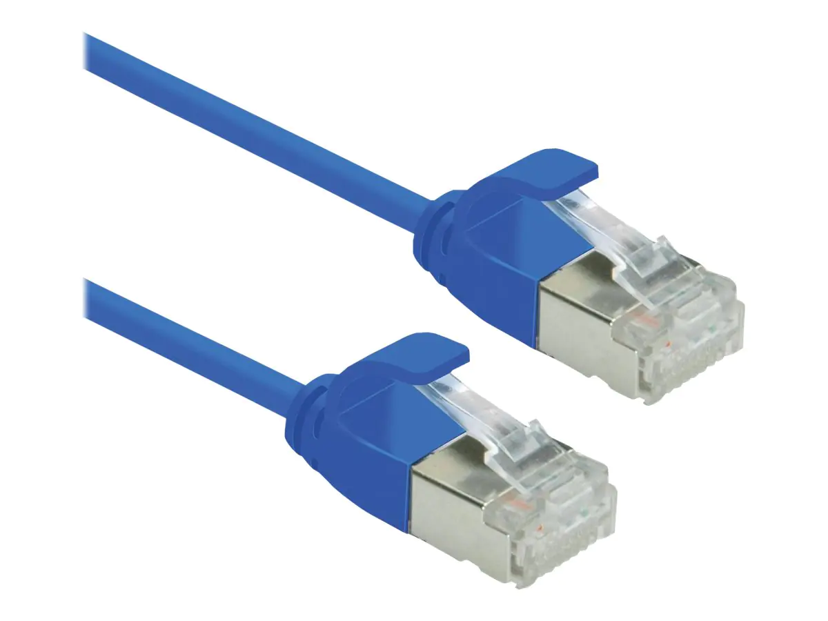 Roline Green - Patch-Kabel - RJ-45 (M) zu RJ-45 (M) - 30 cm - 3.6 mm - U/FTP - CAT 6a - halogenfrei, geformt, ohne Haken, verseilt, 10 Gigabit Ethernet - Blau, Pantone 647C