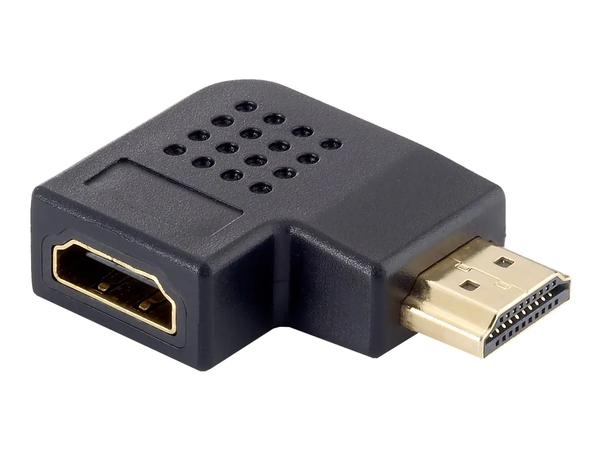 Equip Life - HDMI rechtwinkliger Adapter - HDMI weiblich zu HDMI männlich - Schwarz - 90° Stecker, flach