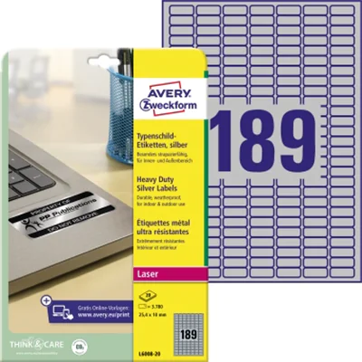Avery Zweckform Typenschildetikett L6008-20 25,4x10mm 3.780 St./Pack. Avery Zweckform Typenschildetikett L6008-20 25,4x10mm 3.780 St./Pack.