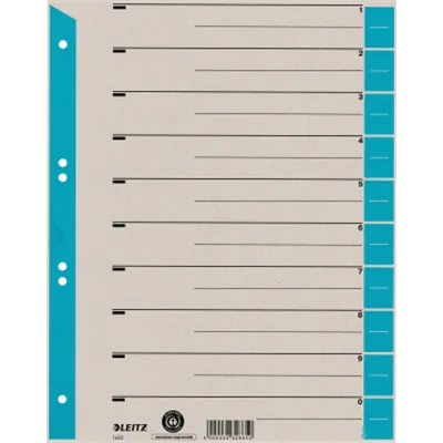 Leitz Trennblatt DIN A4, Überbreite Kraftkarton, recycelt hellblau schwarz 100 St./Pack. Leitz Trennblatt DIN A4, Überbreite Kraftkarton, recycelt hellblau schwarz 100 St./Pack.