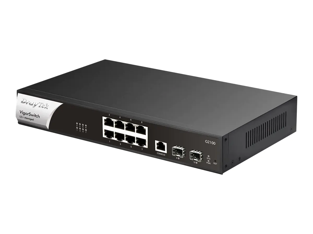Draytek VigorSwitch G2100 - Switch - L2+ - managed - 8 x 10/100/1000 + 2 x Gigabit SFP - Desktop, an Rack montierbar