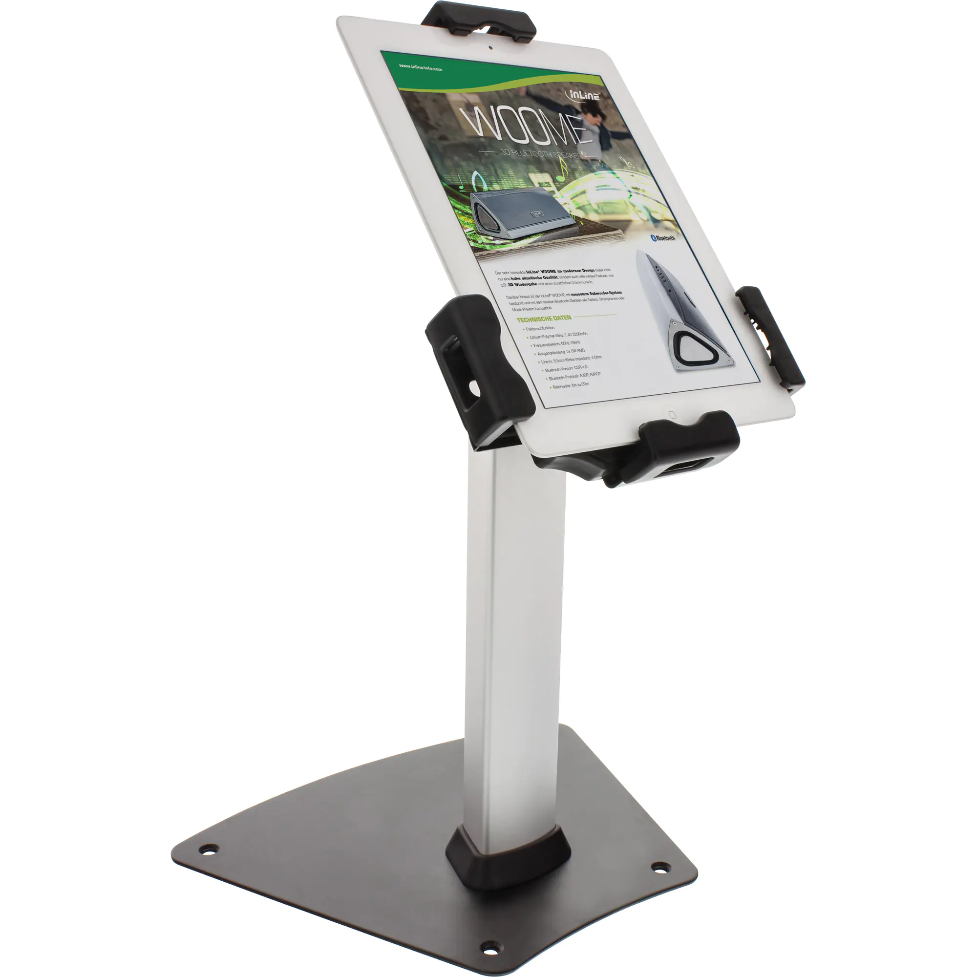 InLine Tablet Countertop Holder - Aufstellung - für Tablett - Kunststoff, Aluminium, Stahl - Bildschirmgröße: 20.1 - 25.7 cm (7.9" - 10.1") - Thekenbereich