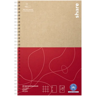 share Collegeblock DIN A5 kariert 70g/m² natur/rot 100 Bl. share Collegeblock DIN A5 kariert 70g/m² natur/rot 100 Bl.