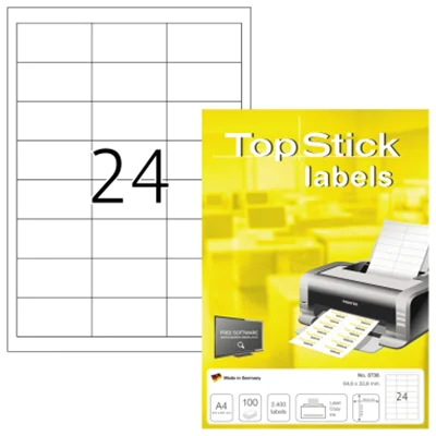 Etikett TopStick 8736 64,6x33,8mm weiß 2.400 St./Pack. Etikett TopStick 8736 64,6x33,8mm weiß 2.400 St./Pack.