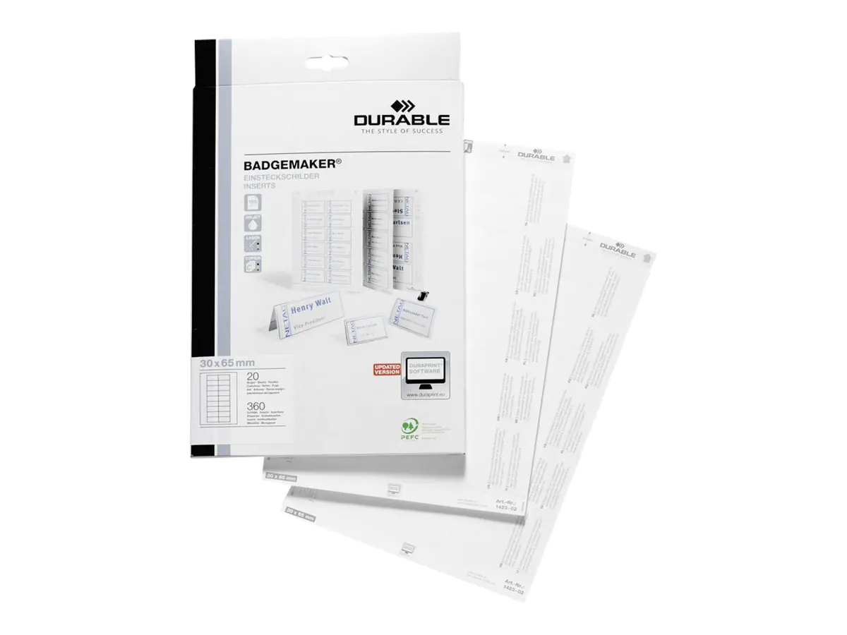 Durable BADGEMAKER - Weiß - 30 x 65 mm 360 Karte(n) 142302