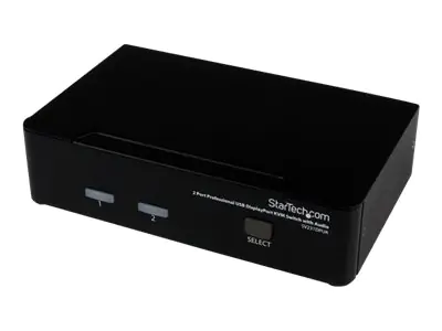 StarTech 2 Port DisplayPort USB KVM Switch - DisplayPort KVM Umschalter mit Audio - Hochauflösender DisplayPort Desktop Umschalter - KVM-/Audio-Switch - 2 x KVM/Audio - 1 lokaler Benutzer - Desktop - für P/N: DP4N1USB6, IM12D1500P, SVA12M2NEUA, SVA12M5NA
