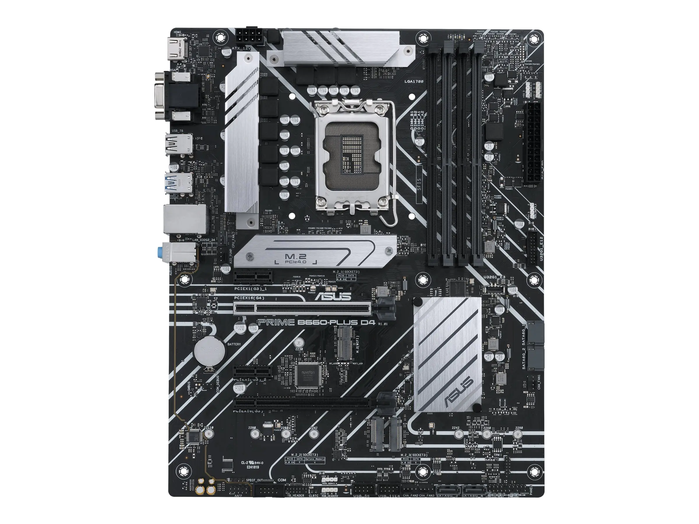 ASUS PRIME B660-PLUS D4 - Motherboard - ATX - LGA1700-Sockel - B660 Chipsatz - USB-C 3.2 Gen 2x2, USB 3.2 Gen 2, USB 3.2 Gen 1, USB-C 3.2 Gen 1 - 2.5 Gigabit LAN - Onboard-Grafik (CPU erforderlich) - HD Audio (8-Kanal)