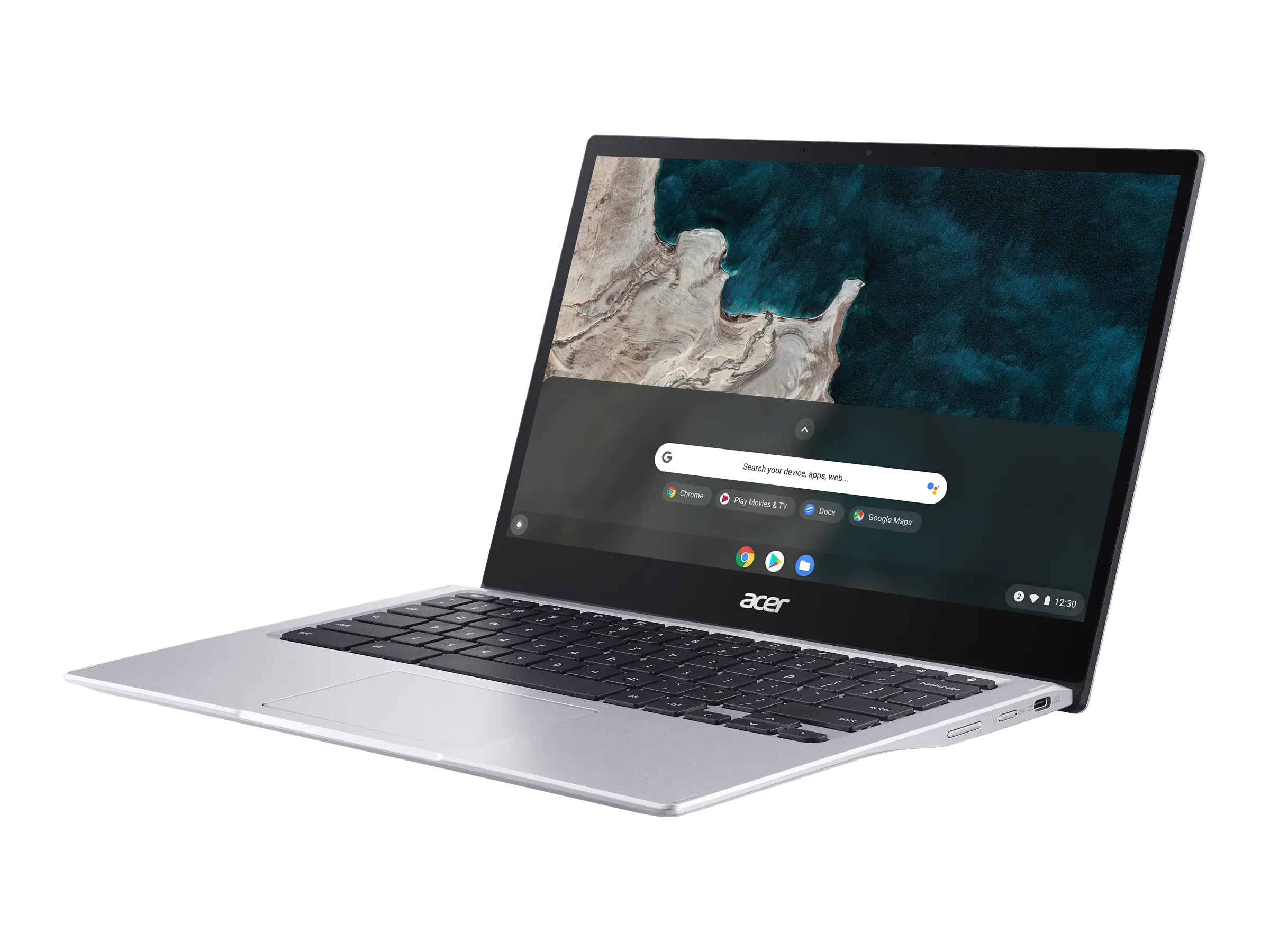 Acer Chromebook Spin 513 CP513-1H - Flip-Design - Snapdragon 7c Kryo 468 - Chrome OS - Qualcomm Adreno 618 - 4 GB RAM - 64 GB eMMC - 33.8 cm (13.3") IPS Touchscreen 1920 x 1080 (Full HD) - Wi-Fi 5 - Reines Silber - kbd: Deutsch