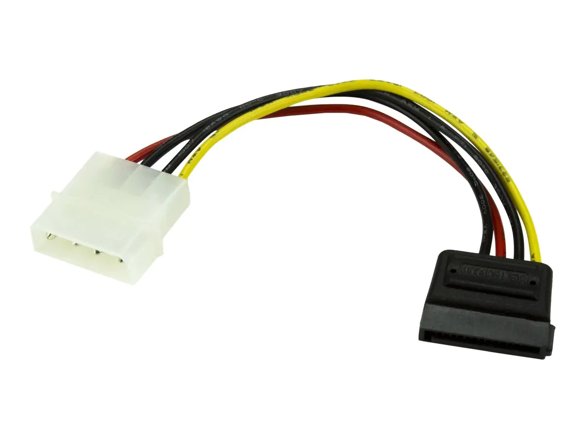 StarTech 15cm 4 Pin Molex auf SATA Kabel - LP4 / Serial-ATA Stromadapter - S-ATA 15 Pin Buchse / 4 Pin LP-4 Stecker - Stromkabel - SATA-Stromstecker (M) zu interne Stromversorgung, 4-polig (M) - 0.2 m - für P/N: BRACKET125PTP, PEXUSB311AC3, PEXUSB312A1C1H