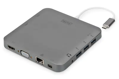 Digitus DA-70876 - Dockingstation - USB-C - VGA, HDMI, Mini DP - 1GbE