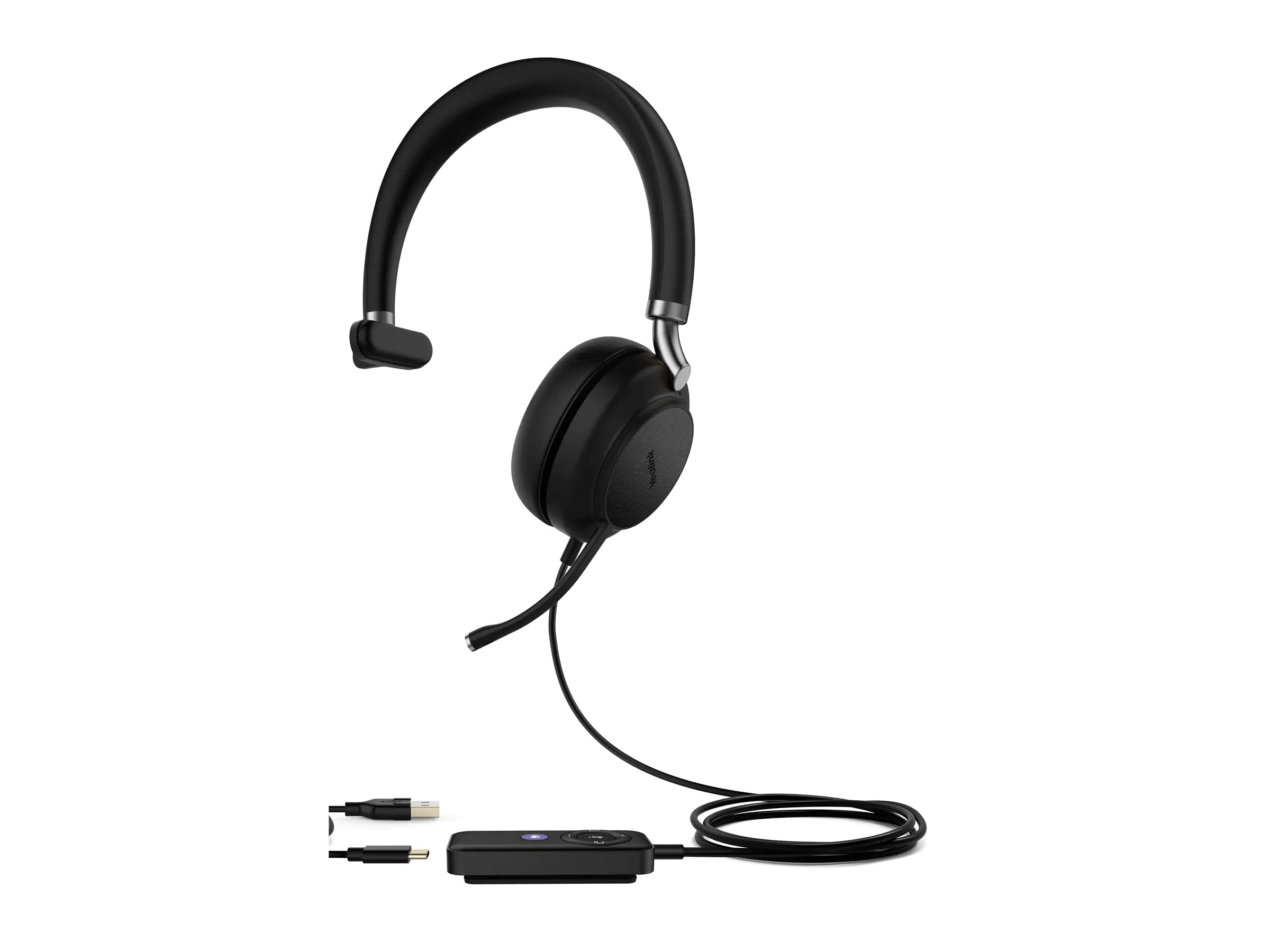 Yealink UH38 Mono Without Battery - Headset - On-Ear - kabelgebunden, kabellos - USB-C - Ger?uschisolierung - Schwarz - Zertifiziert f?r Microsoft Teams